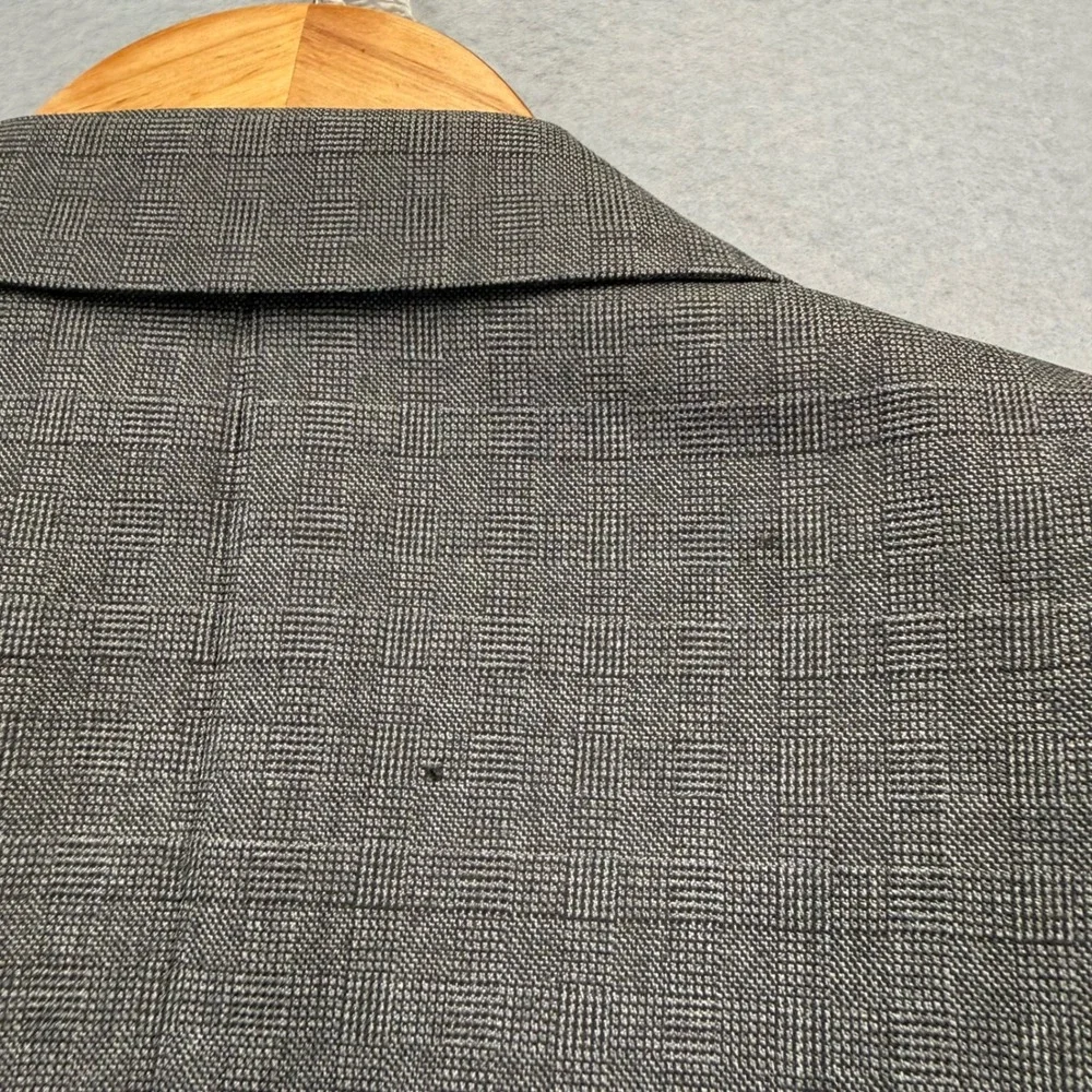 Mani by‎ Giorgio Armani Mens Gray Glen Check Virgin Wool Blazer Jacket Size 40R